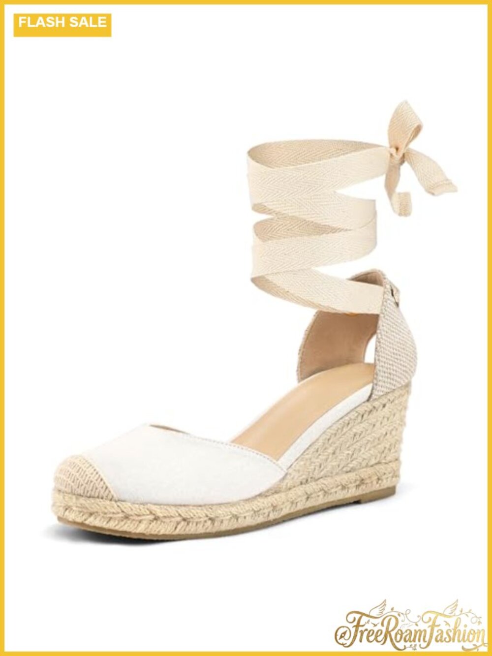 Women's Platform Wedge Sandals Closed Toe Lace Up Ankle Strap Summer Shoes